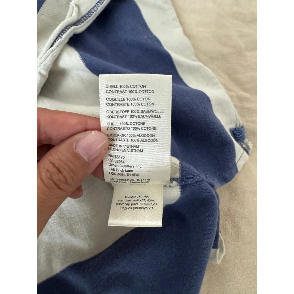 We The Free People Blue White Striped Cropped Rugby Polo Shirt Size XS